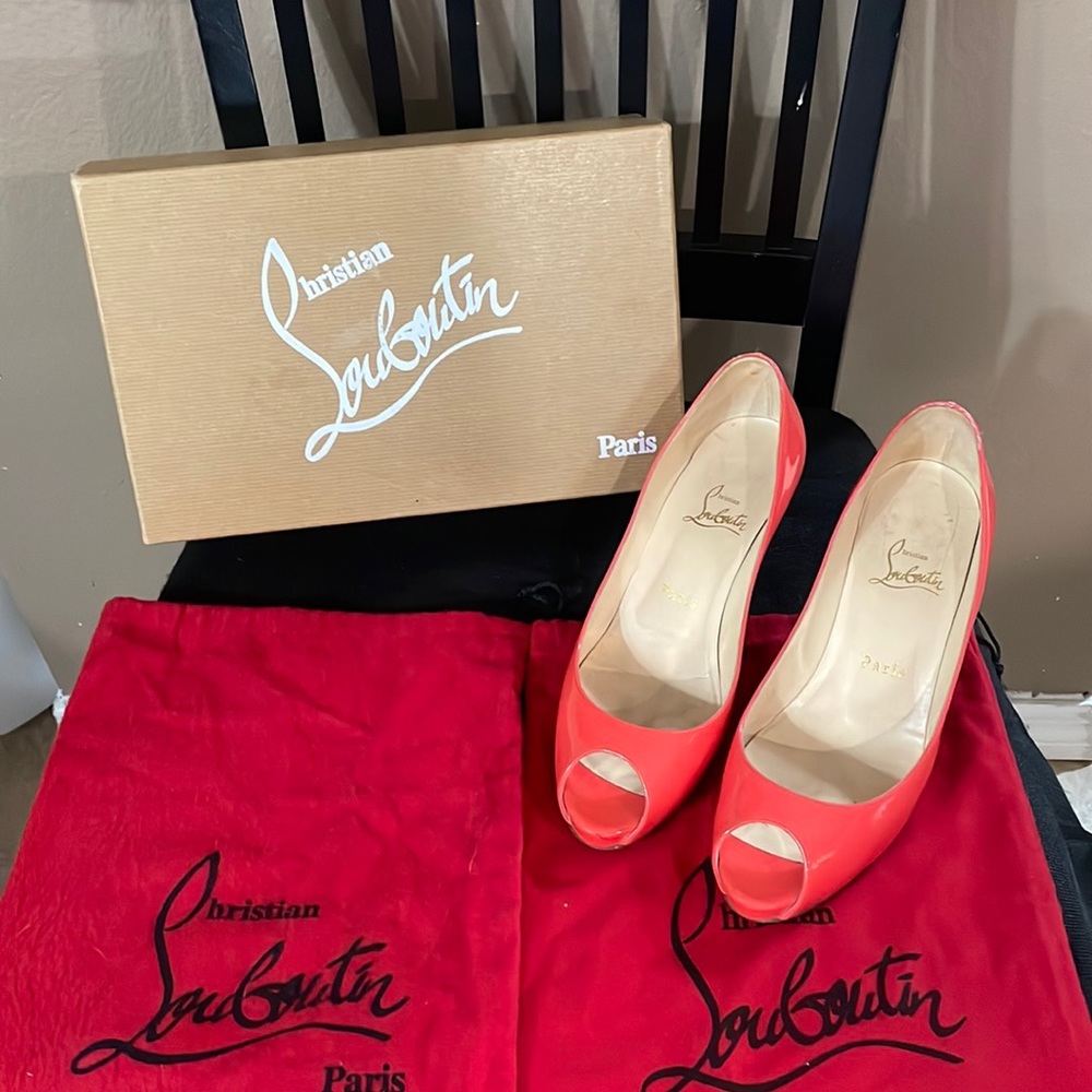 Coral Christian Louboutin heels